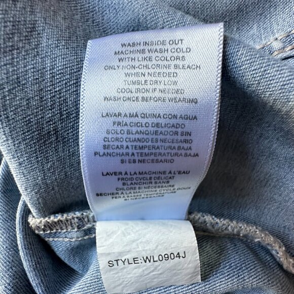 Wash Lab Women's Medium Denim Jean Jacket Short Puff Sleeve Light Wash Button Up - Picture 8 of 12